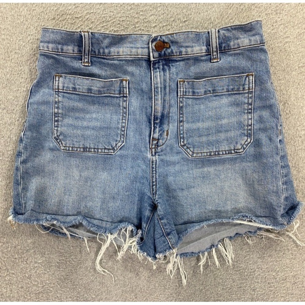 Madewell Jean Shorts Women's 30 Patch Pocket High Rise Stretch Boho Cut Off